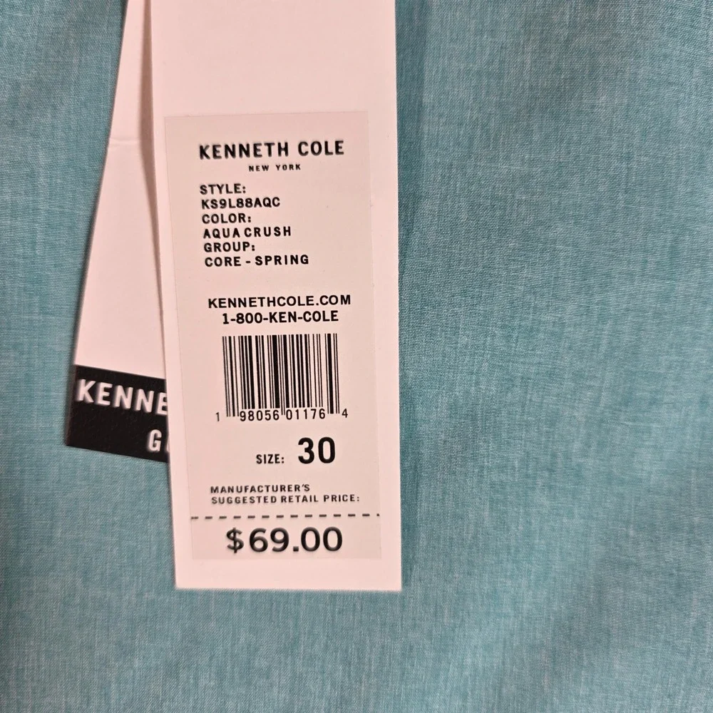 Kenneth Cole Golf Tech Shorts 30 Aqua‎ Crush Loose Belt Loop Defect